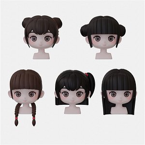 3D Female Hair Style Set 02 model