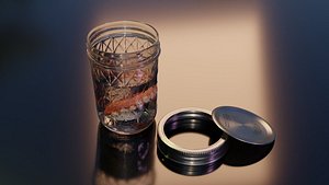 Glass Mason Jar with Metal Lid and Dentures
