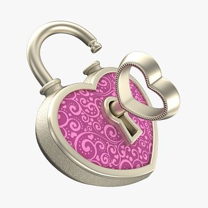 heart lock silver 3D