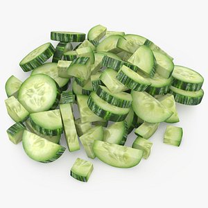 Pile Fresh Cut Cucumber 3D model