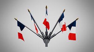 Wall Mount Flags 5 Of France 3D