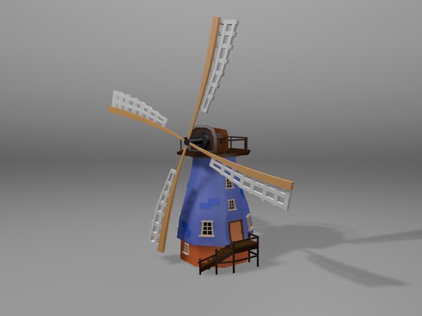 moinho de vento medieval dos desenhos animados Modelo 3D