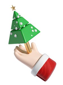 Hand holding Christmas tree cartoon 3D model