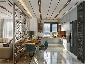 kitchen and living room