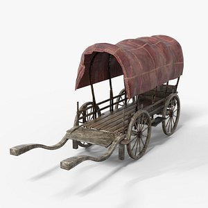 Medieval Wagon low-poly 3d model