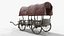 Modèle 3D low-poly d'un chariot médiéval