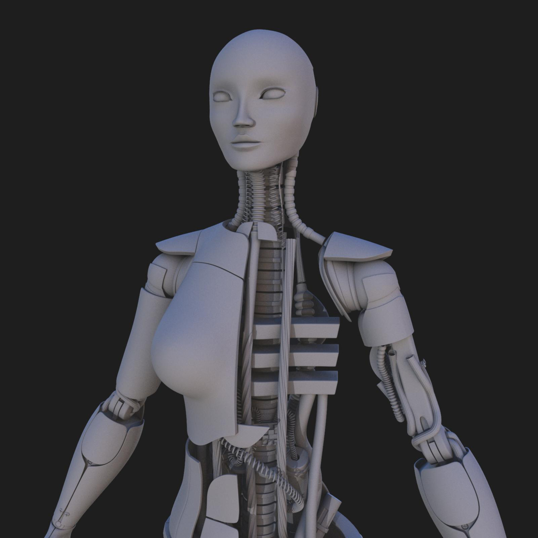 female robot pro rigged 3d max