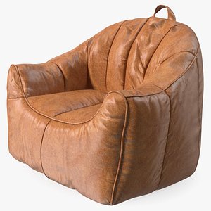 3D Big Joe Hug Bean Bag Chair Leather Brown model