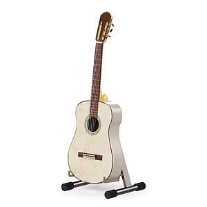 Acoustic Guitar with stand 3D model