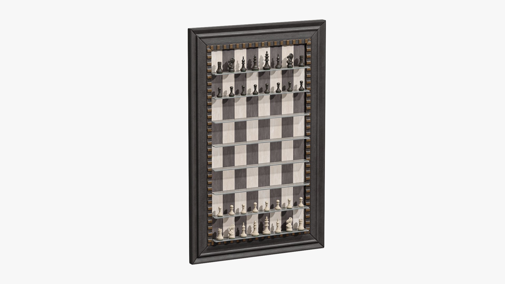 Vertical Wall Chess Dark Wood Set 3D model preview
