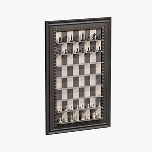 3D Vertical Wall Chess Dark Wood Set