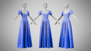 3D Dress 07 Very Light Blue With Design model