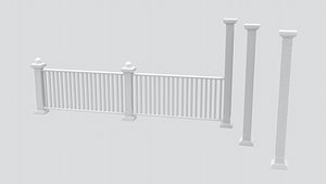 Small White Picket Fence 06 3D Model