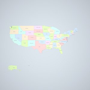 USA 3D Map-Lat and Long Coordinates-States-Standard 3D model