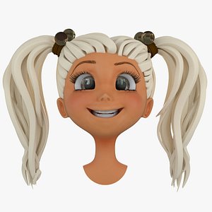 cartoon girls head face 3d model