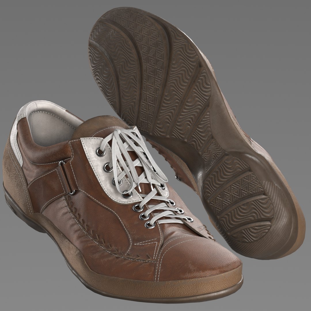 3D shoes brown leather model - TurboSquid 1413162