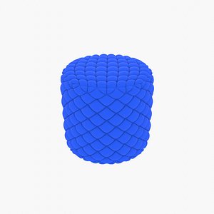 Round tufted ottoman blue fabric
