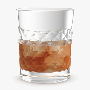 3D glass ice whiskey
