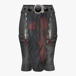 Metal Belt Loin Cloth Decorated Black Leather Tight Pants