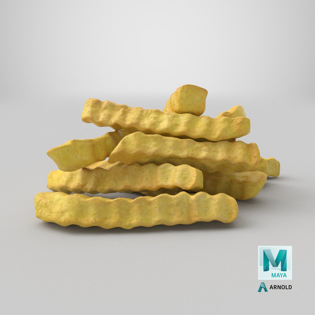 Crinkle Cut Fries 3D model https://p.turbosquid.com/ts-thumb/sU/jH4MmZ/00/stemcell_maya_arnold_render/png/1777904590/1920x1080/fit_q87/1c72f9209f823443d5624ebec7c8646dab2a87b0/stemcell_maya_arnold_render.jpg