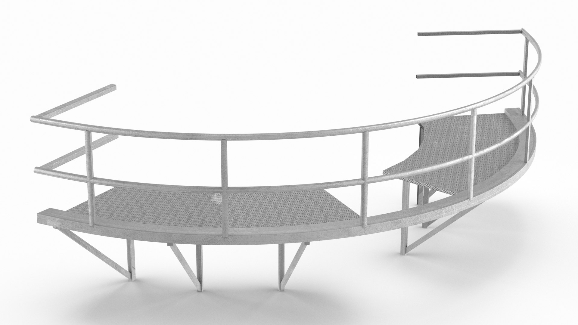 Curved Industrial Platform With Railings 3D - TurboSquid 2371446