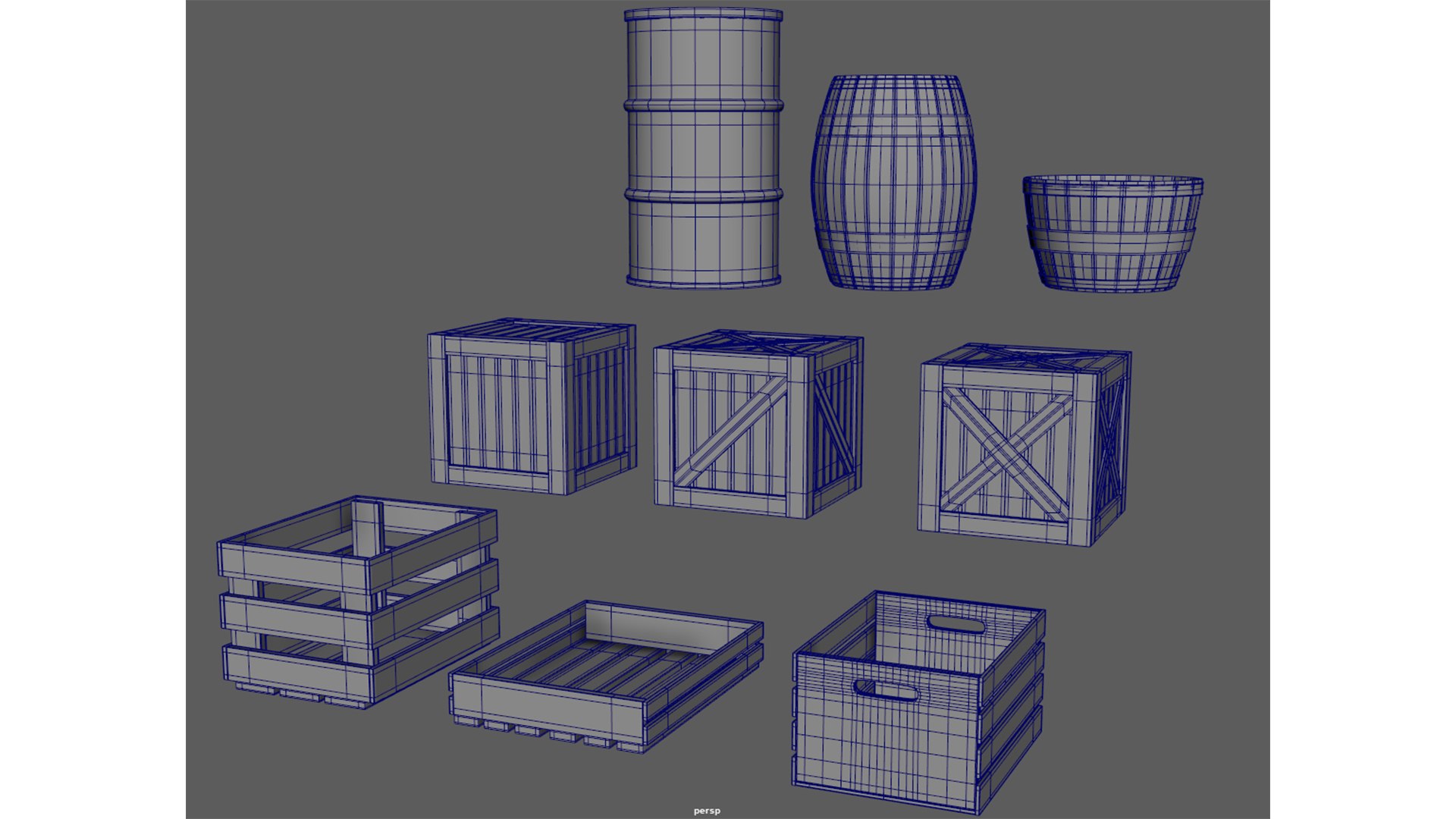 WOODEN BOXES AND BARRELS 3D Model - TurboSquid 2340425