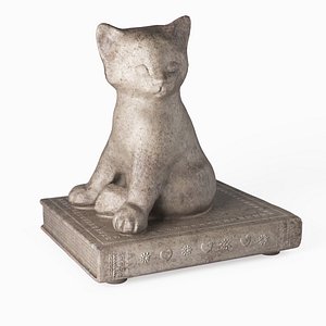 statuette cat book 3d model