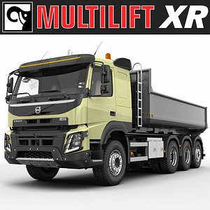 Volvo FMX Tridem Tipper Truck with HQ interior 2013 3D model