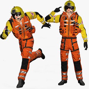 3D Realistic Rigged helicopter pilot Man Character 3D Model