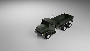 3D Low Poly Military Cargo Truck 6x6 3D Model