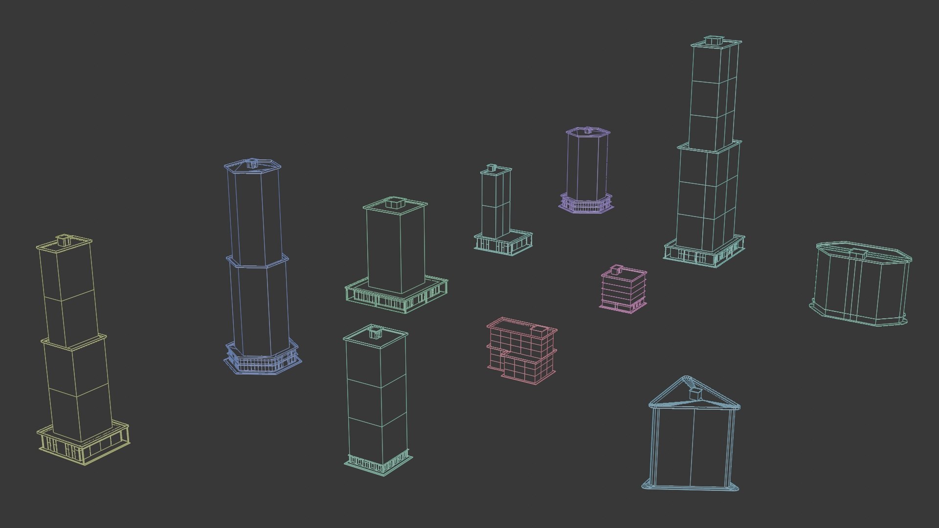 Free 3D Low Poly Urban Building Set Model - TurboSquid 2403452