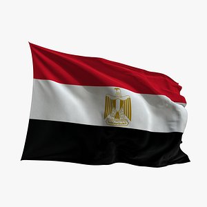 3D model Realistic Animated Flag - Microtexture Rigged - Put your own texture - Def Egypt
