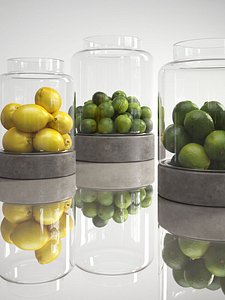 3D model lemons limes