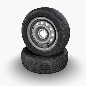 Wheel lowpoly Disk and Tire 3D