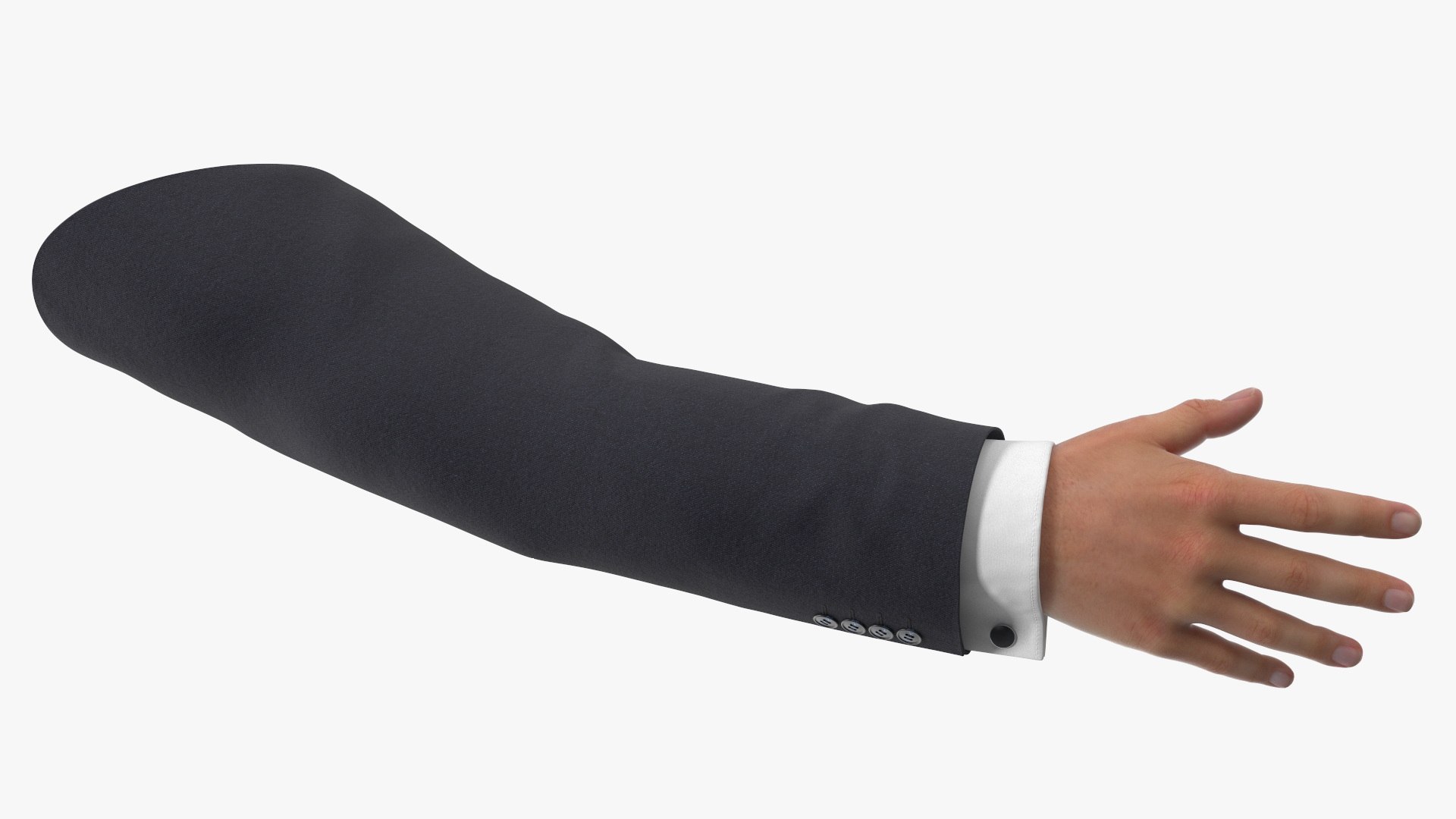 Realistic Male Arm with Shirt and Blazer Black 3D model preview