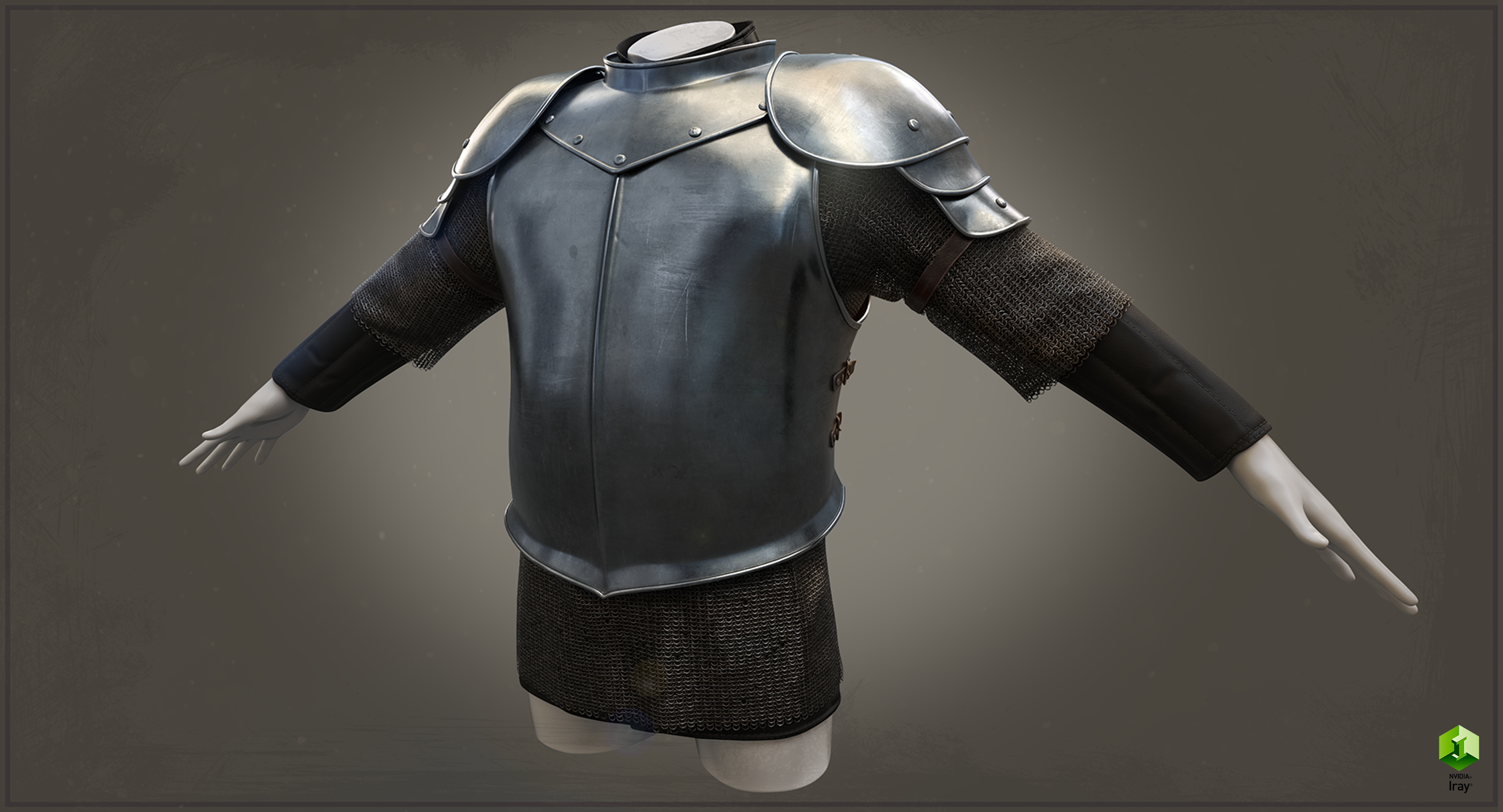 medieval fantasy half-plate armor 3d model