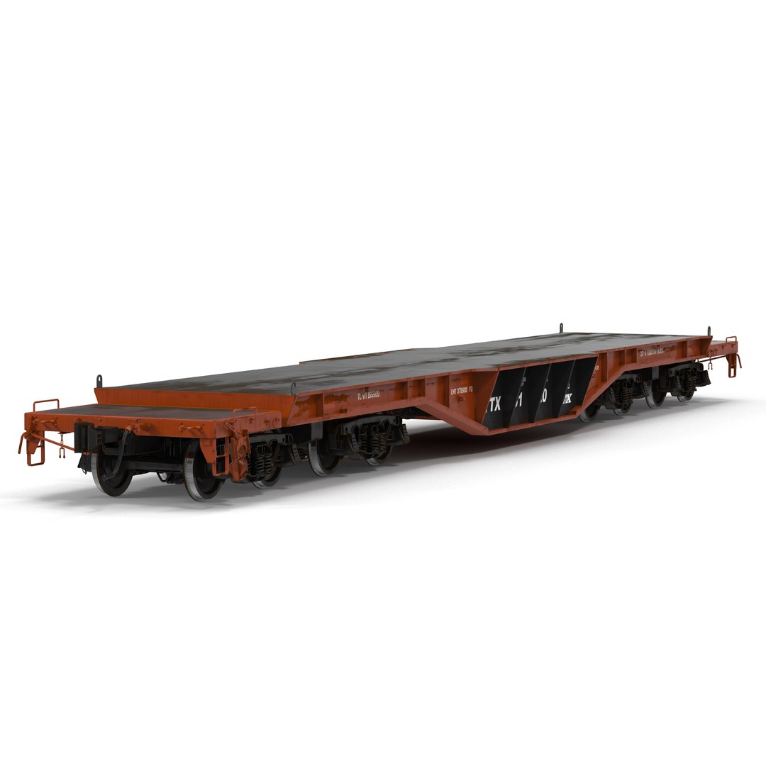 Heavy Duty Flat Car QTTX131 Red 3D model preview