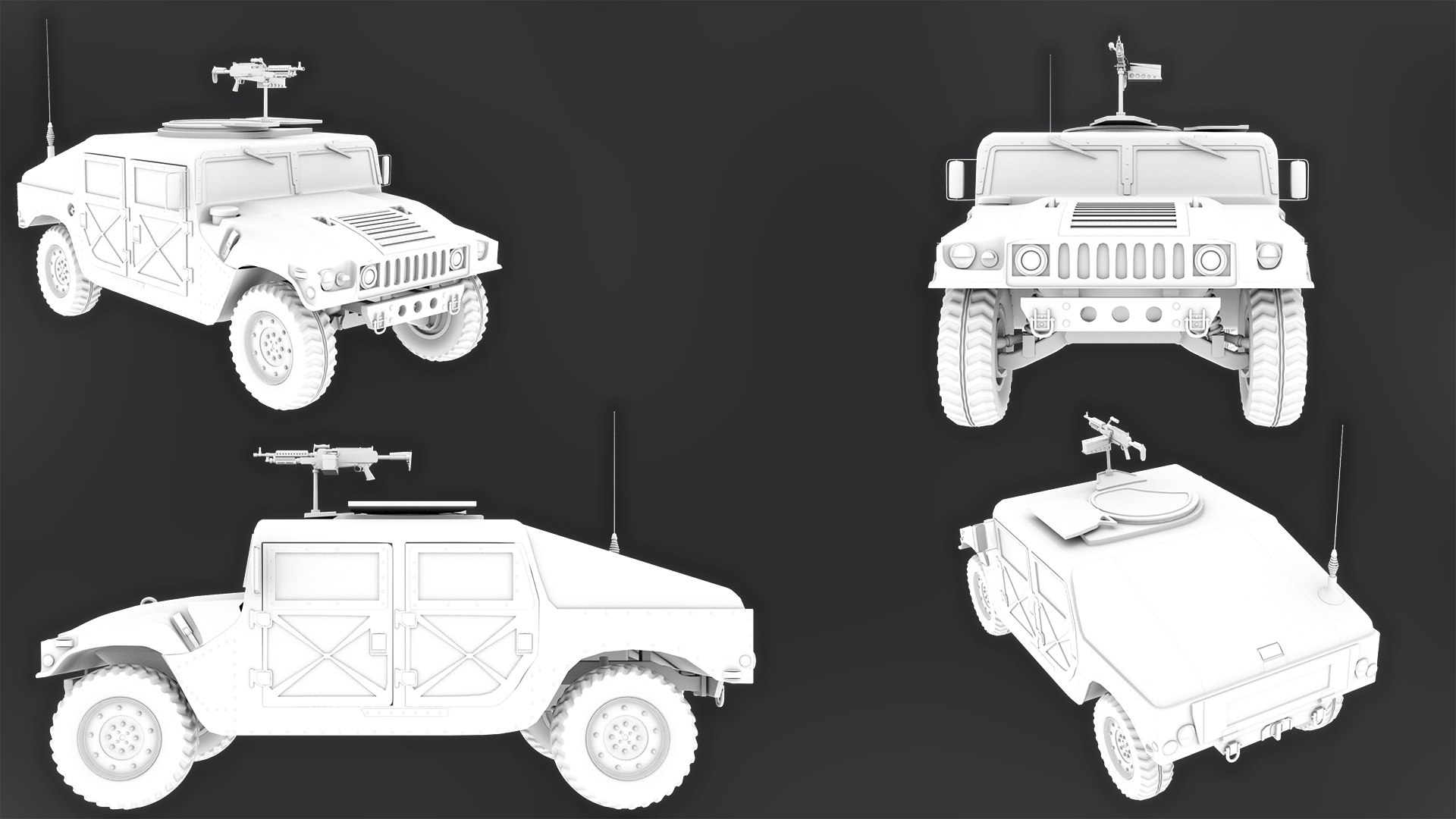 3d Military Humvee Machine Gun Model
