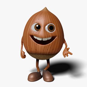 Stylized Cartoon Character  Fully Rigged  ARKit Face Rig  Nut Mascot 3D model
