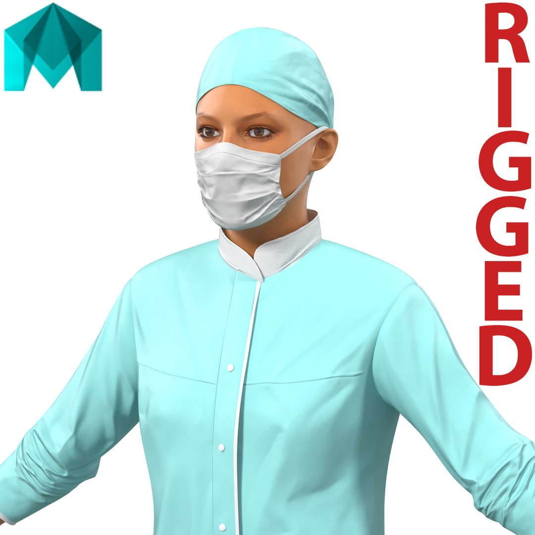 Female Surgeon Mediterranean Rigged for Maya 3D model preview