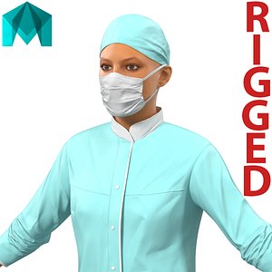 3d model female surgeon mediterranean rigged
