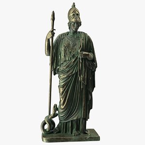 3D Statue Goddess Athena Bronze Old