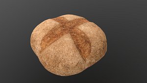 Round Rye Bread AR VR PBR Lowpoly with game ready 3d Model