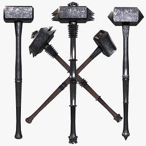 Modular Melee Hammer Pack - Low Poly Stylized Melee Weapon Procedural Parts Pack