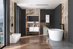 3D model Black Modern Bathroom
