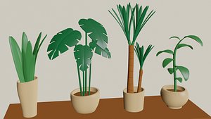 cartoon flowers pots 3D model