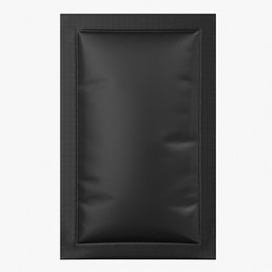 Glossy Black Four-Side Seal Sachet Mockup 03 3D model