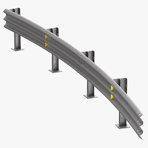 Guardrail Thrie Beam Curved L 20m Single 3D model