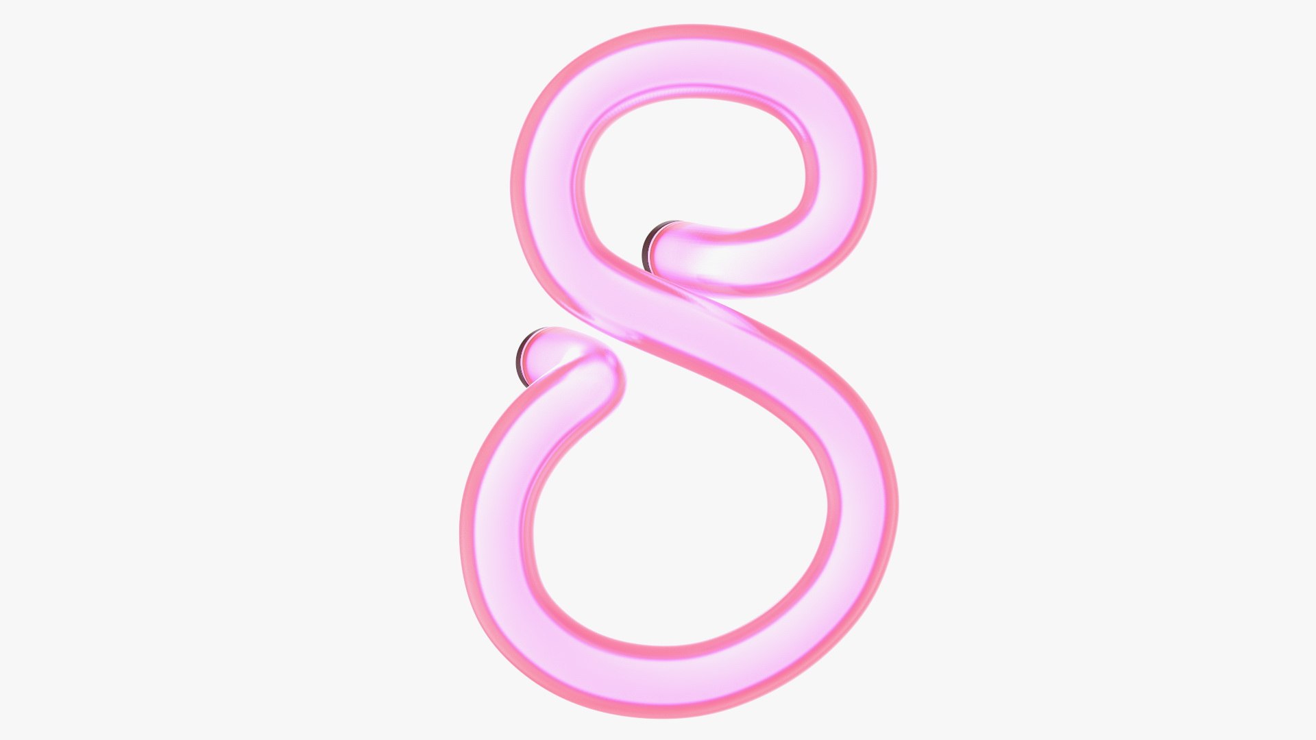 Glowing Neon Tube Light Digit 8 3D model preview