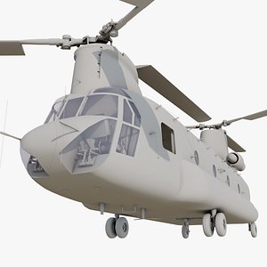 CH-47A Transport Helicopter with Cockpit Game Model model